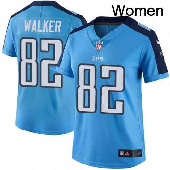 Womens Nike Tennessee Titans 82 Delanie Walker Limited Light Blue Rush Vapor Untouchable NFL Jersey